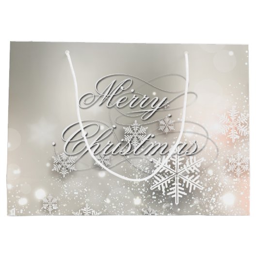 Kerstfeestdag Elegant Snowflake Large Cadeautasje (Achterkant)