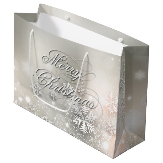 Kerstfeestdag Elegant Snowflake Large Cadeautasje (Voorkant Gekanteld)