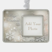 Kerstfeestdag Elegant Snowflake Lijst Ornament (Voorkant)
