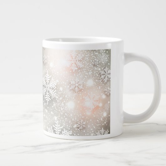 Kerstfeestdag Elegant Snowflake Mok Word Art (Rechts)