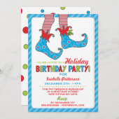 Kerstfeestdag Elf Birthday - uitnodiging (Voorkant / Achterkant)