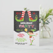 Kerstfeestdag Elf Party in de sneeuwuitnodiging Kaart (Staand voorkant)