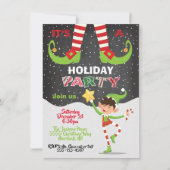 Kerstfeestdag Elf Party in de sneeuwuitnodiging Kaart (Voorkant)