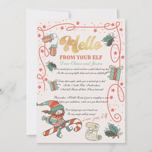 Kerstfeestdag - Elf Return Letter Kaart (Voorkant)