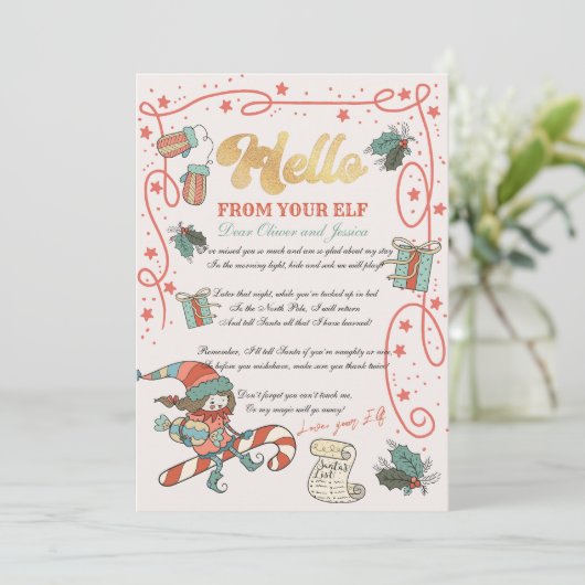 Kerstfeestdag - Elf Return Letter Kaart (Staand voorkant)