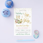 Kerstfeestdag en champagne-winkel flyer (Enkel)