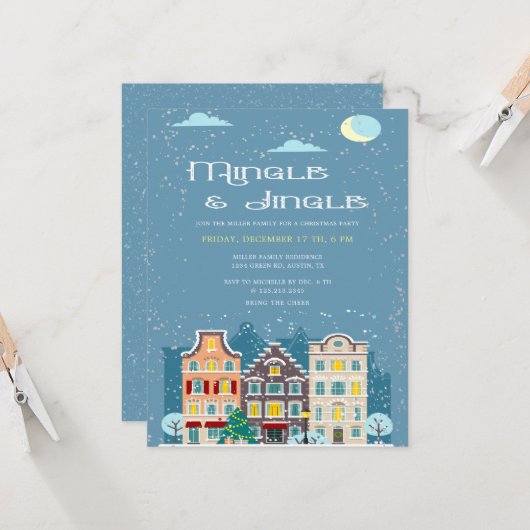 kerstfeestdag en feestdag in jingle kaart (Voorkant / Achterkant in situ)