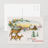 kerstfeestdag en huis in sneeuw feestdagenkaart (Voorkant / Achterkant)