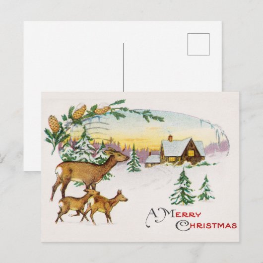  kerstfeestdag en huis in sneeuw feestdagenkaart (Voorkant / Achterkant)