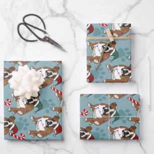 Kerstfeestdag Engelse bulledog Inpakpapier Vel