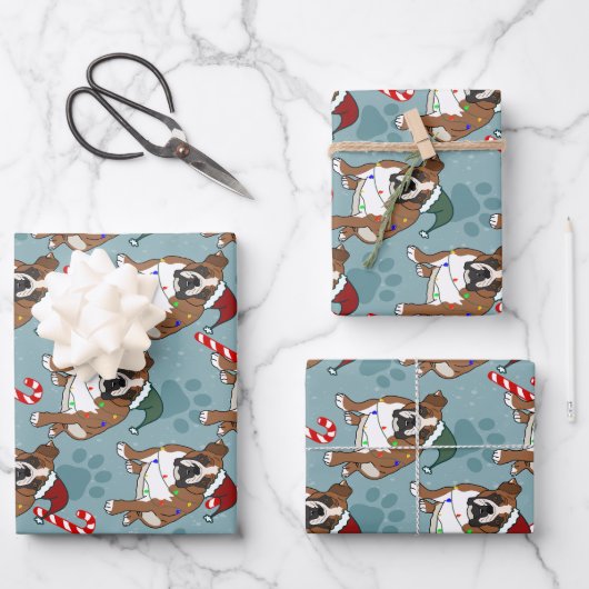 Kerstfeestdag Engelse bulledog Inpakpapier Vel (Voorkant)