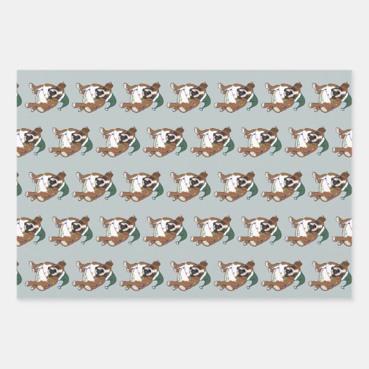 Kerstfeestdag Engelse bulledog Inpakpapier Vel (Voorkant 3)