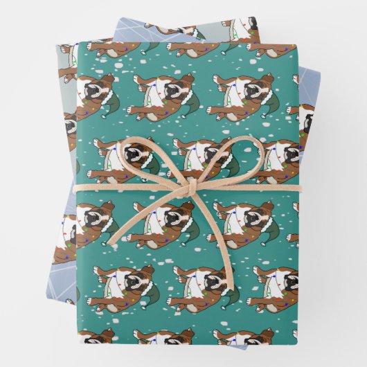 Kerstfeestdag Engelse bulledog Inpakpapier Vel (In situ)