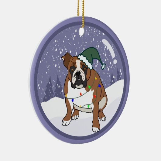 Kerstfeestdag Engelse bulledog Keramisch Ornament (Rechts)
