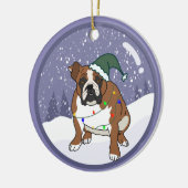 Kerstfeestdag Engelse bulledog Keramisch Ornament (Links)