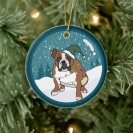 Kerstfeestdag Engelse bulledog Keramisch Ornament