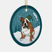 Kerstfeestdag Engelse bulledog Keramisch Ornament (Rechts)