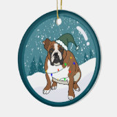 Kerstfeestdag Engelse bulledog Keramisch Ornament (Links)
