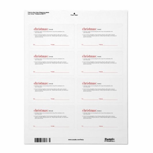 Kerstfeestdag Etiket (Full Sheet)