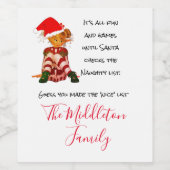 Kerstfeestdag familie Funny Quote Elf Name Wijn Etiket (Enkel label)