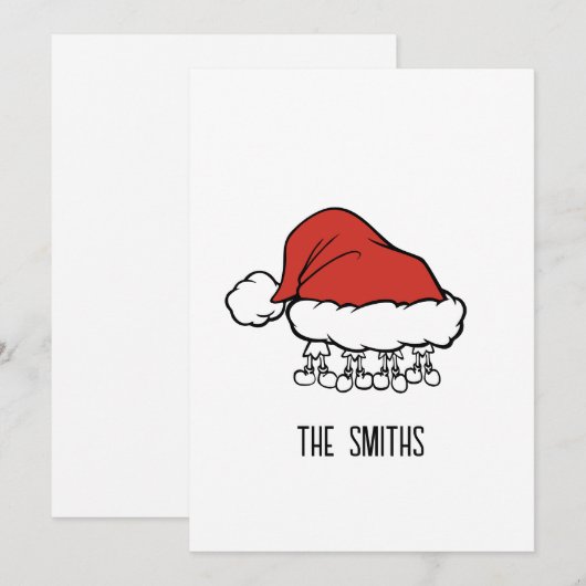 kerstfeestdag | Familie van Vier Santa Hat Feestdagenkaart (Voorkant / Achterkant)