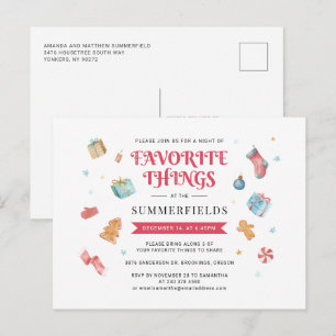 kerstfeestdag favoriete dingen cadeaufeest uitnodiging briefkaart