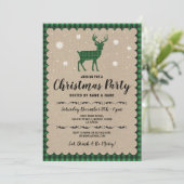 Kerstfeestdag feestdag deer Snowflake groene chequ Kaart (Staand voorkant)