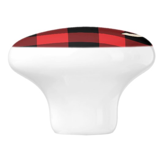 Kerstfeestdag feestdag feestdag roodzwart Gingham Keramische Knop (Zijkant)