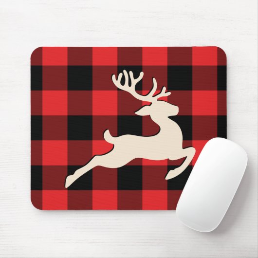 Kerstfeestdag feestdag feestdag roodzwart Gingham Muismat (Met muis)