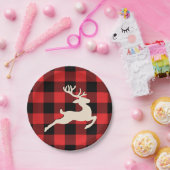 Kerstfeestdag feestdag feestdag roodzwart Gingham Papieren Bordje (Feest)