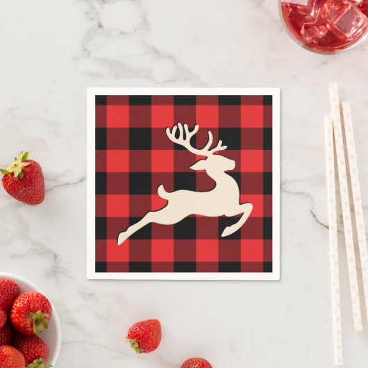 Kerstfeestdag feestdag feestdag roodzwart Gingham Servet (Insitu)