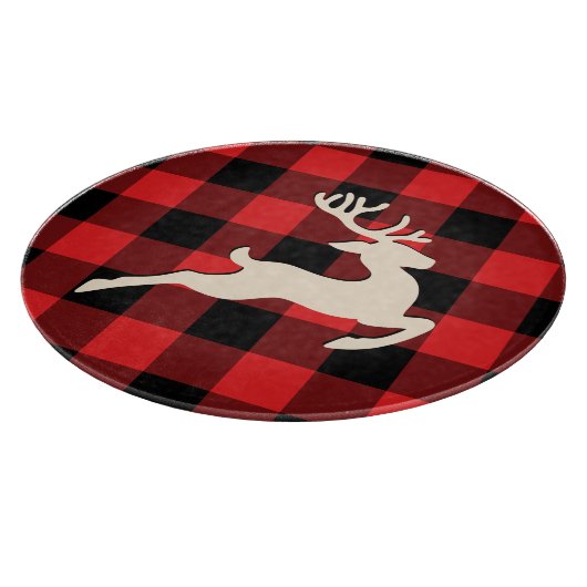 Kerstfeestdag feestdag feestdag roodzwart Gingham Snijplank (Hoek)