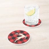 Kerstfeestdag feestdag feestdag roodzwart Gingham Zandsteen Onderzetter (Zijkant)