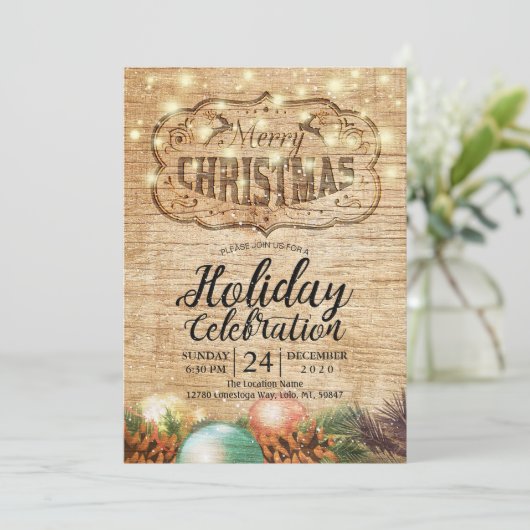 Kerstfeestdag feestdag feestdag Rustic Wood Kaart (Staand voorkant)