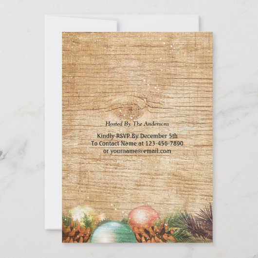 Kerstfeestdag feestdag feestdag Rustic Wood Kaart (Achterkant)