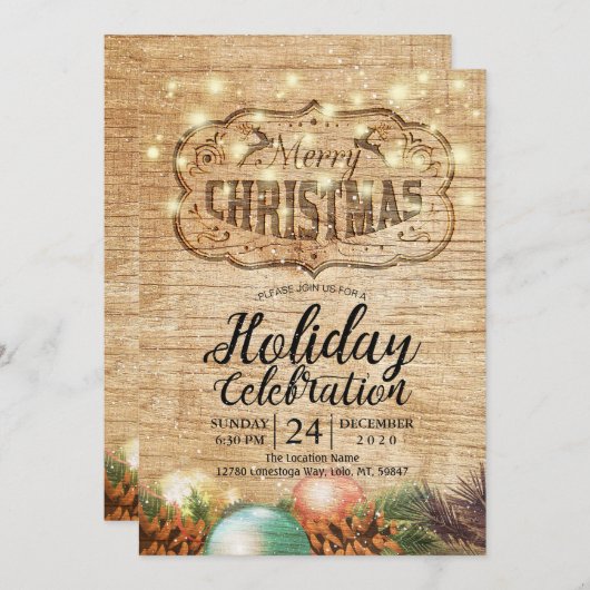 Kerstfeestdag feestdag feestdag Rustic Wood Kaart (Voorkant / Achterkant)