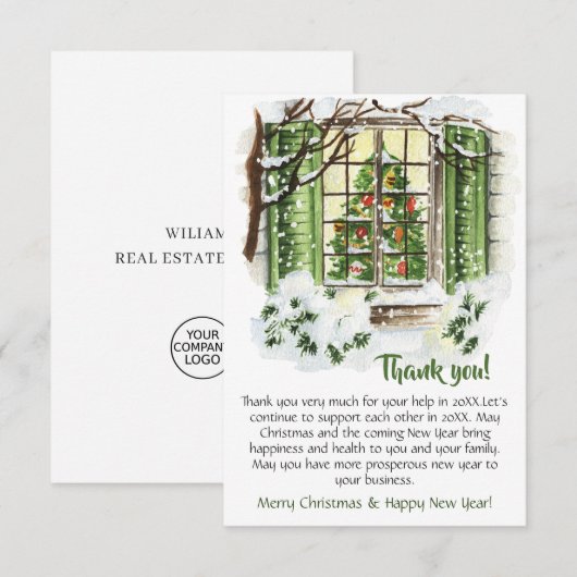 Kerstfeestdag feestdag in feestelijke feestdagen bedankkaart (Voorkant / Achterkant)