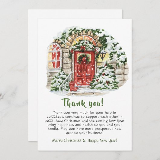 Kerstfeestdag feestdag in feestelijke feestdagen bedankkaart (Voorkant / Achterkant)