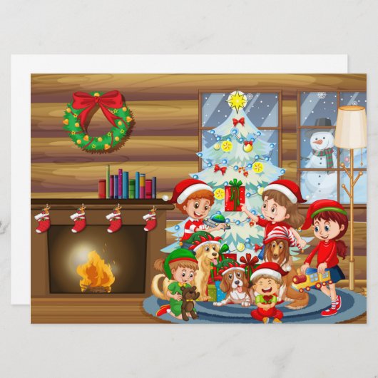 kerstfeestdag feestdagenkaart (Voorkant / Achterkant)