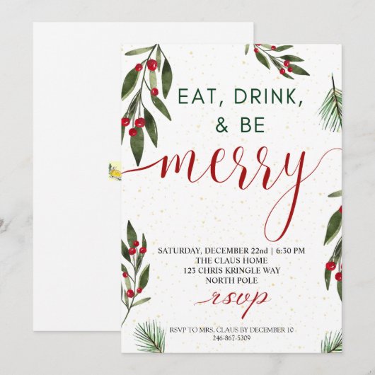 kerstfeestdag feestdagenkaart (Voorkant / Achterkant)