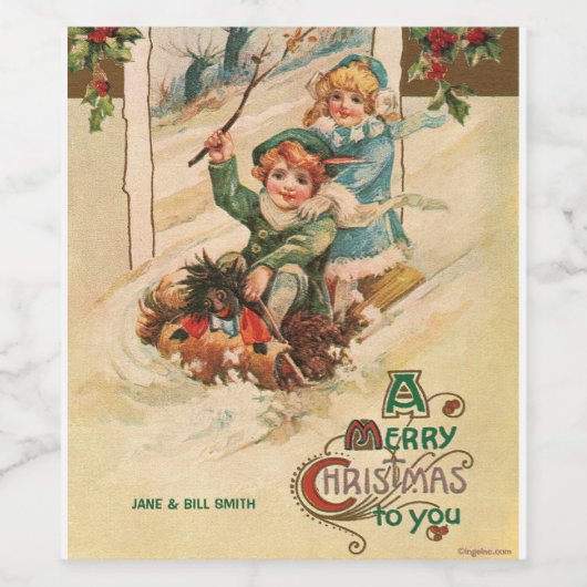  kerstfeestdag feestelijk etiket (Enkel label)