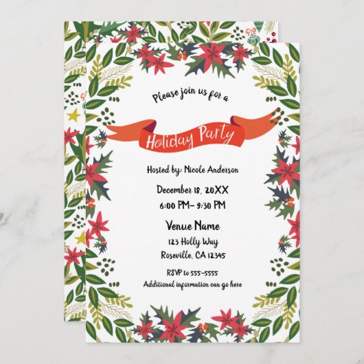 Kerstfeestdag feestelijke bloemenboeken kaart (Voorkant / Achterkant)