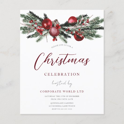 kerstfeestdag feestelijke uitnodiging (Voorkant)