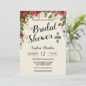 Kerstfeestdag Floral Bridal Showuitnodiging Kaart (Staand voorkant)