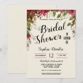 Kerstfeestdag Floral Bridal Showuitnodiging Kaart (Voorkant / Achterkant)