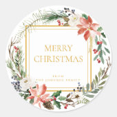 Kerstfeestdag Floral labels stickers (Voorkant)
