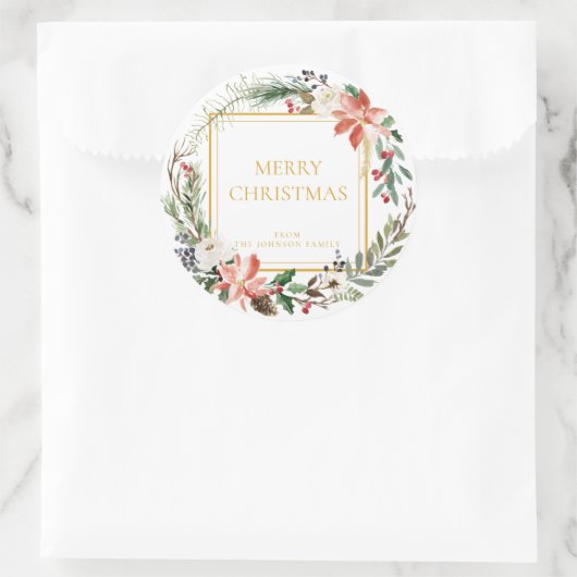 Kerstfeestdag Floral labels stickers (Tas)