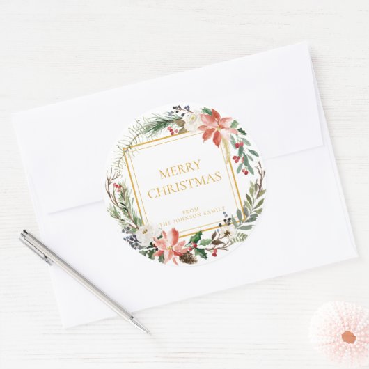 Kerstfeestdag Floral labels stickers (Envelop)