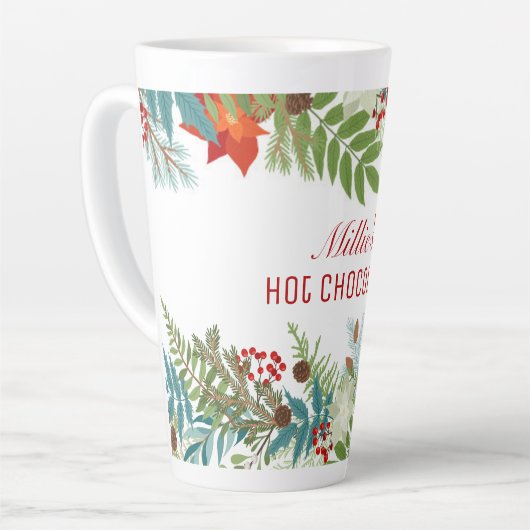 kerstfeestdag - Floral op maat Latte Mok (Linkerhoek)