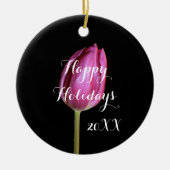 Kerstfeestdag Floral Tulips Pink  2019 Keramisch Ornament (Voorkant)